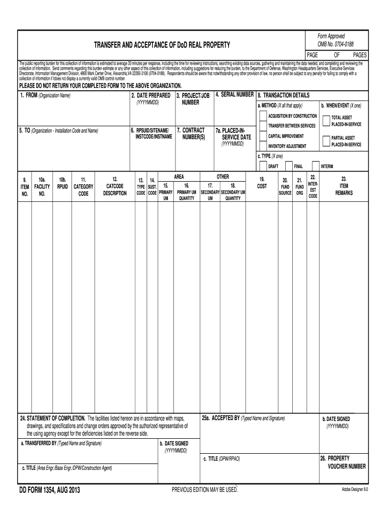 Get and Sign Dd1354 2013-2022 Form