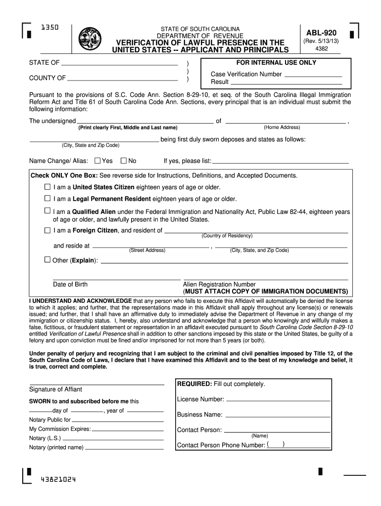  Scdor Abl 920 Form 2013