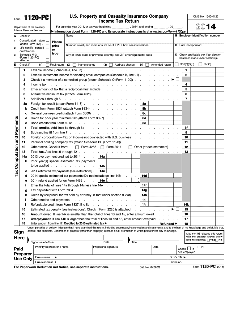 Get and Sign 1120 Pc Form 2014