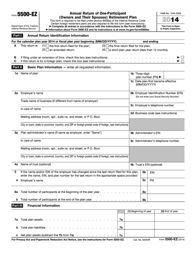  Form 5500ez 2014