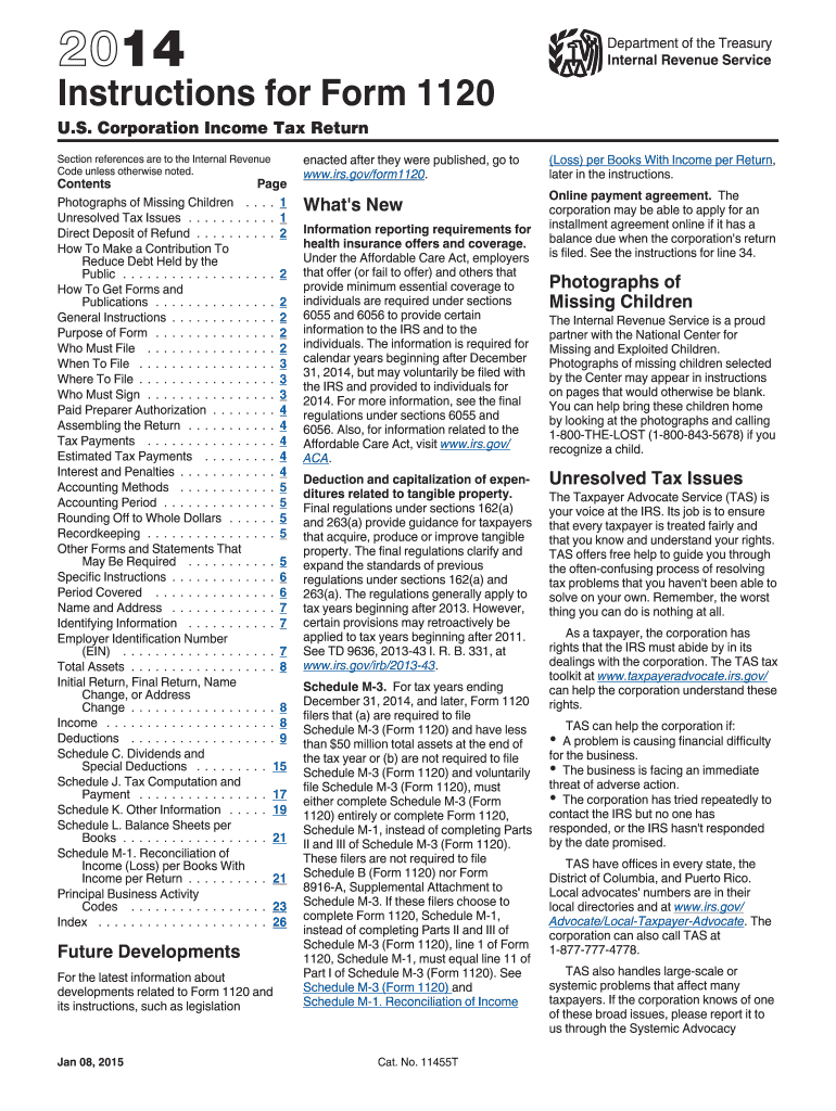  1120 Form 2014