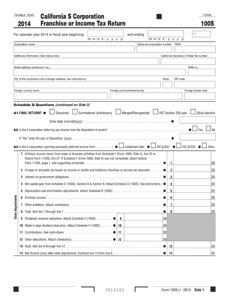  California 100s Form 2019