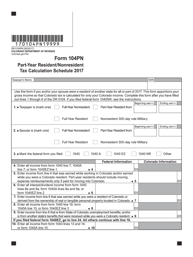  Colorado Form 104pn 2014