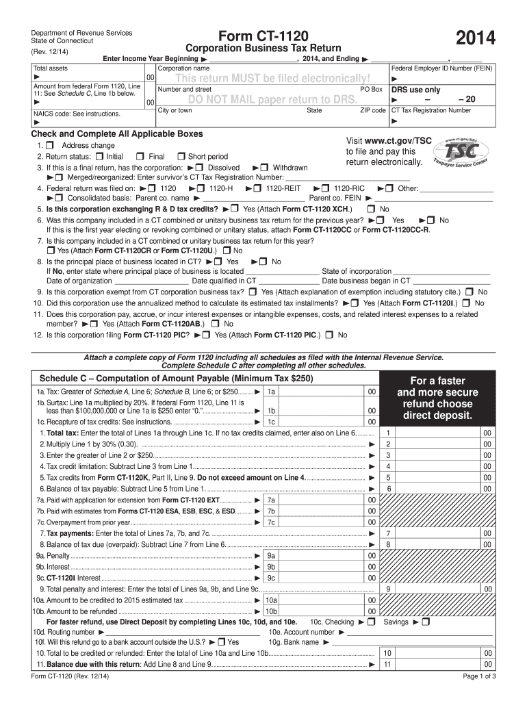 Get and Sign Form Ct 1120 2014