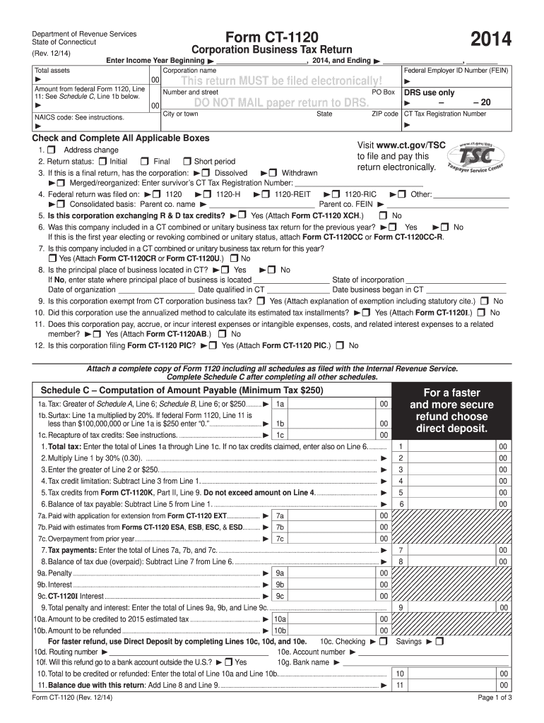  Form Ct 1120 2014