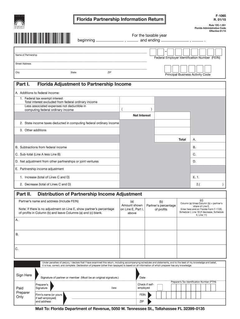  Florida Return Form 2016