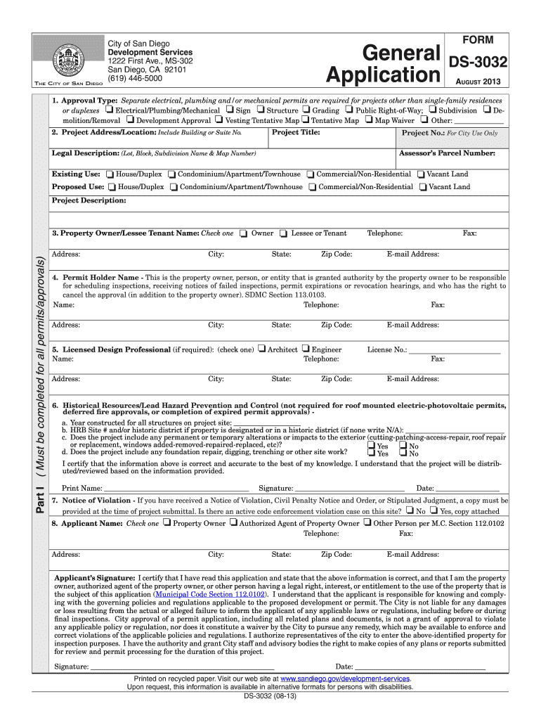 City of San Diego General Application  Form
