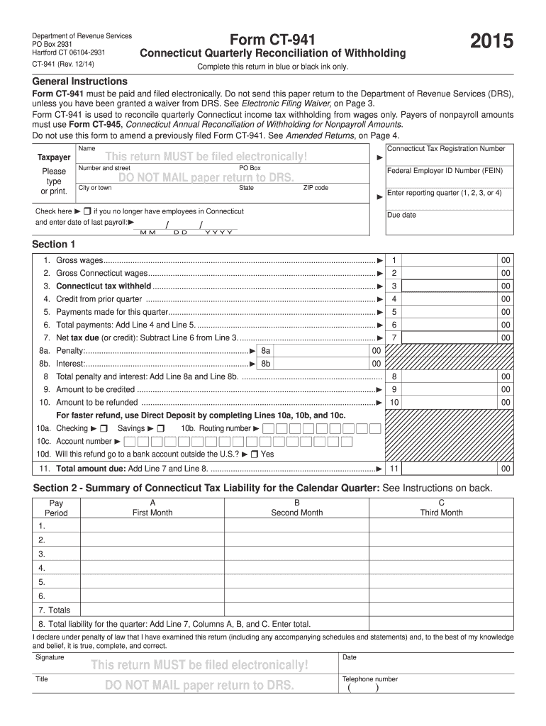  Form Ct 941 2015