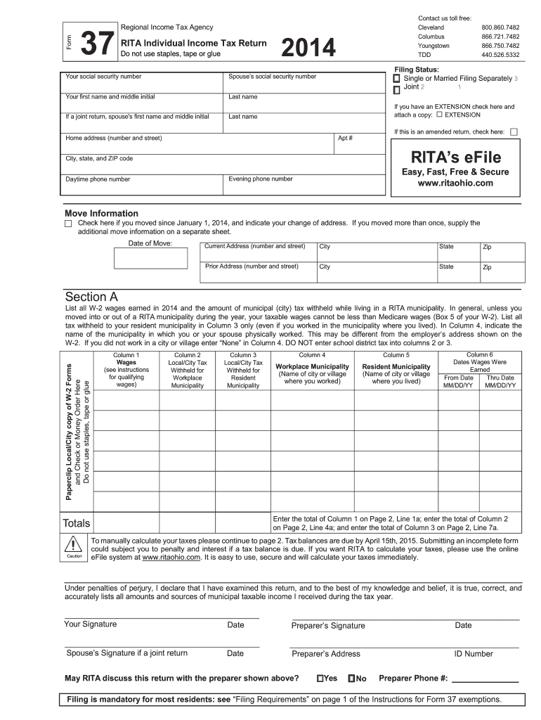  Rita Form 37 Tax 2014