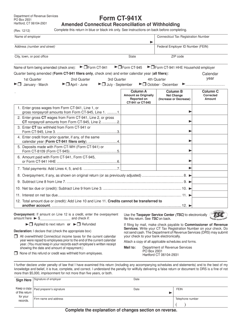  Connecticut Amended  Form 2013