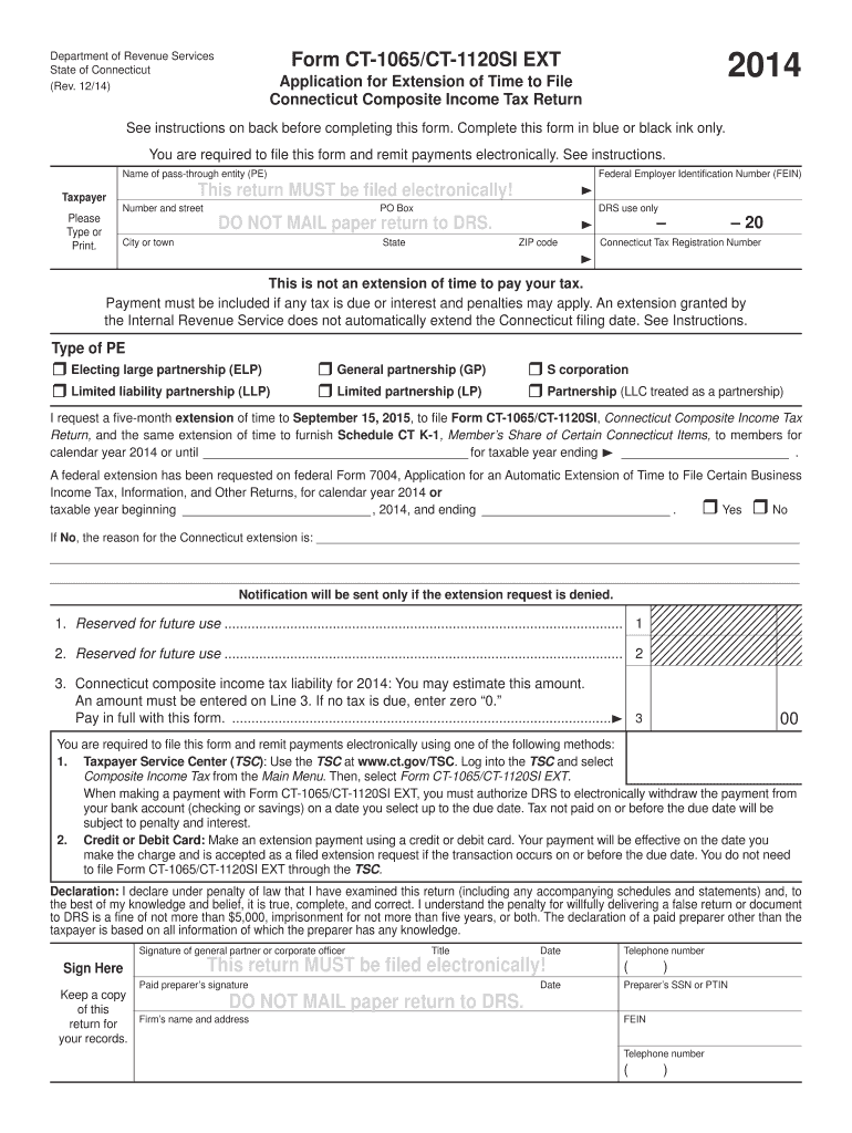  Ct 1065ct 1120 Si V  Form 2014