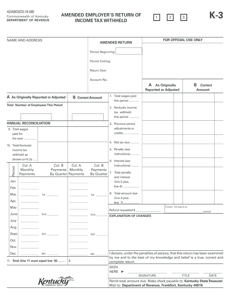  Ky K 3 Form 2008