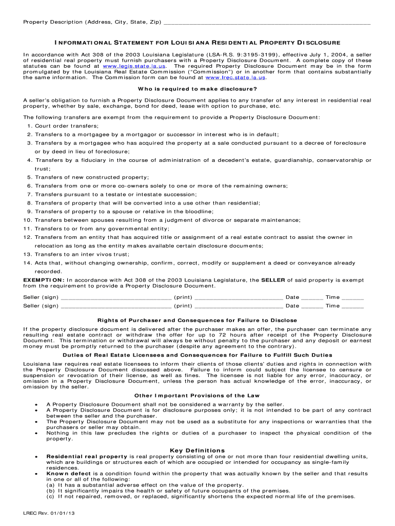  Lrec Agency Disclosure Form 2013-2024