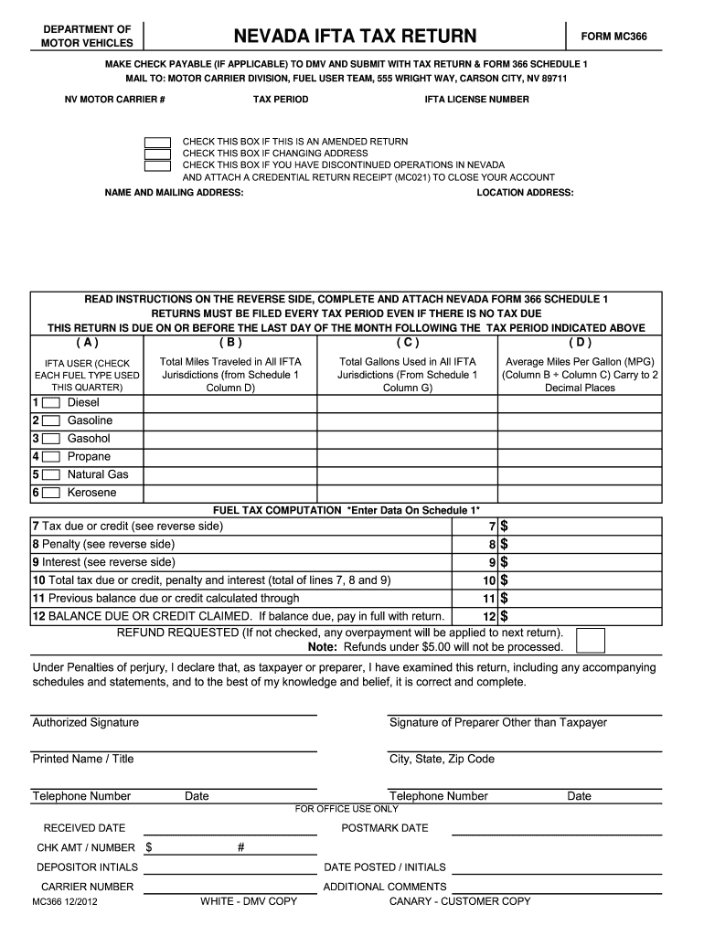 Get and Sign Nevada Ifta Form 2012-2022