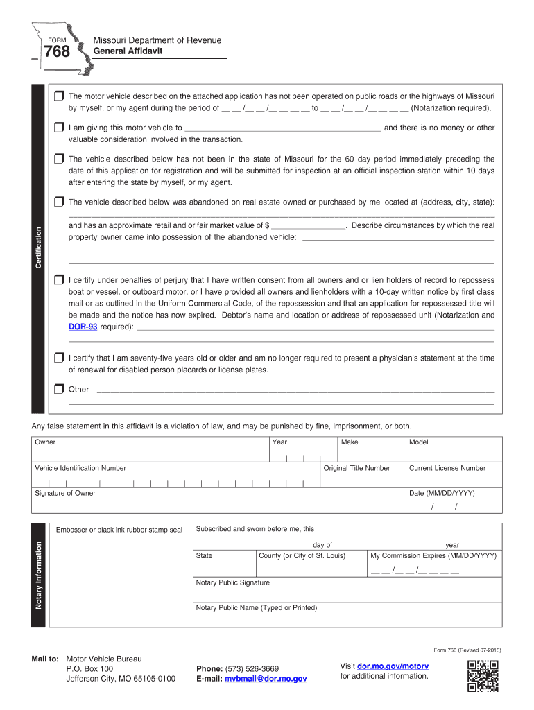  Affidavit Mo  Form 2013