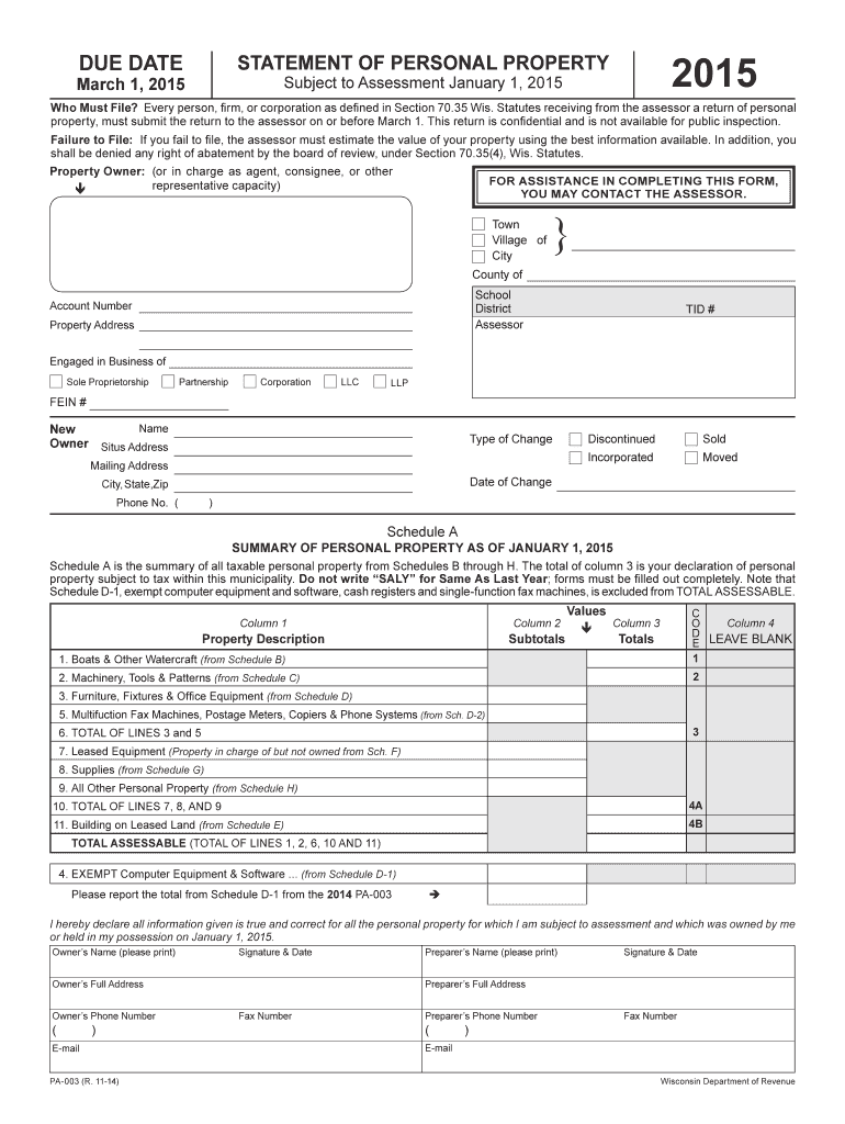 Get and Sign Statement Personal Property Form 2021-2022