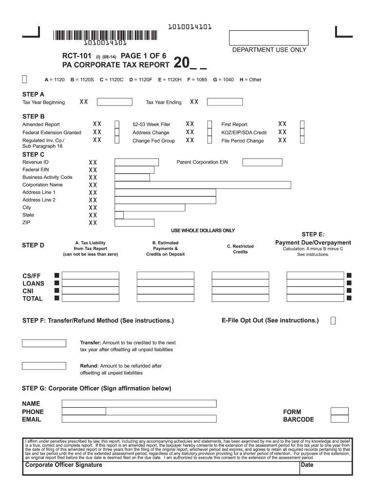 Rct 101 Form 2019