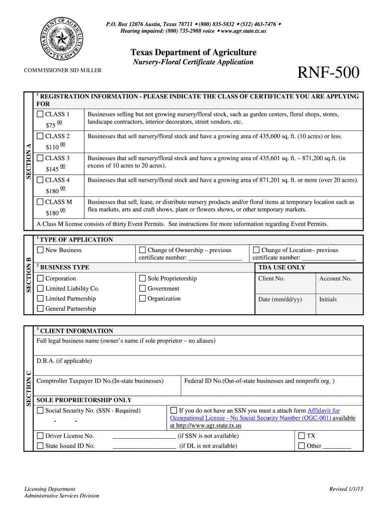  Texas Form 500 2015