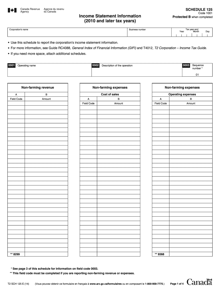  Schedule 125 2014