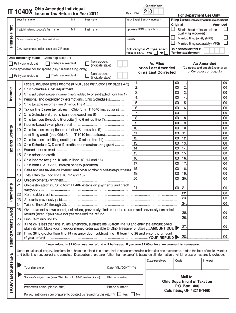  1040x Form 2014-2024