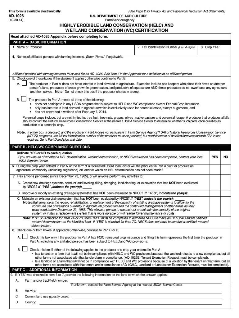  Usda Ad 1026 2014-2024