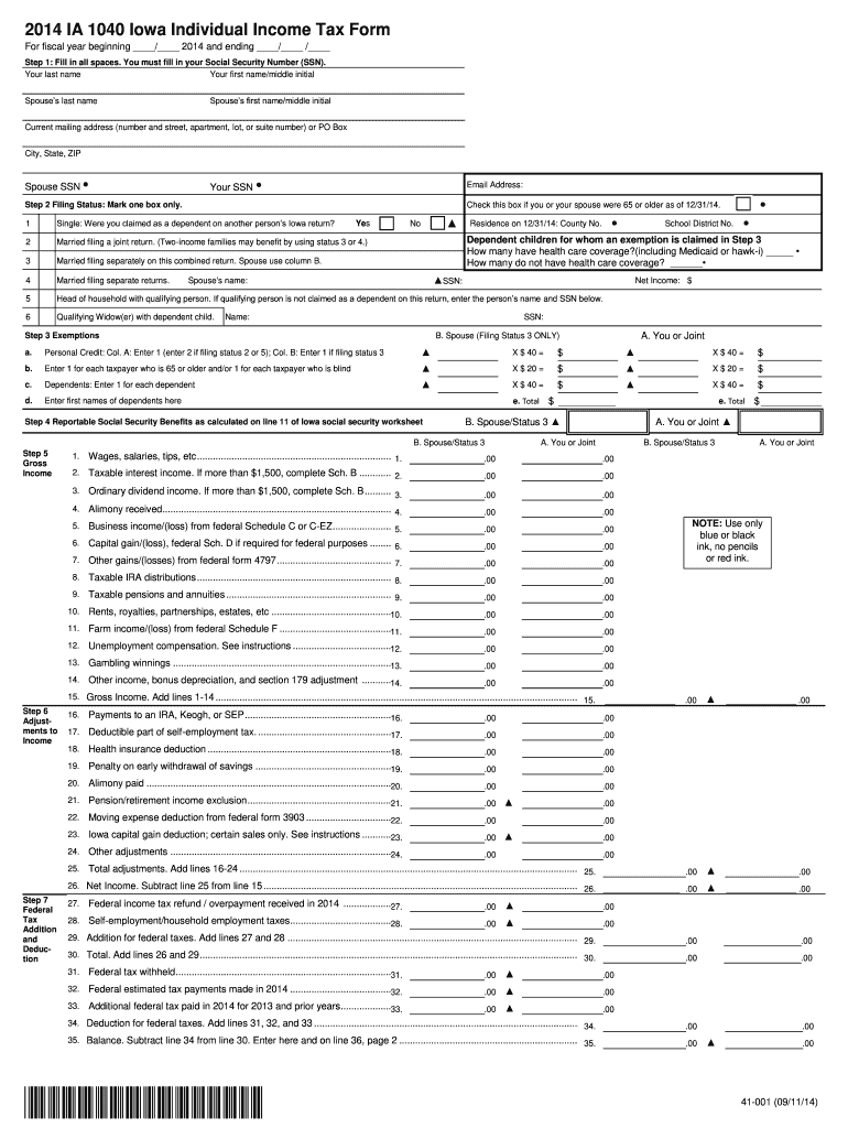 Get and Sign Iowa 1040 Form 2014-2022