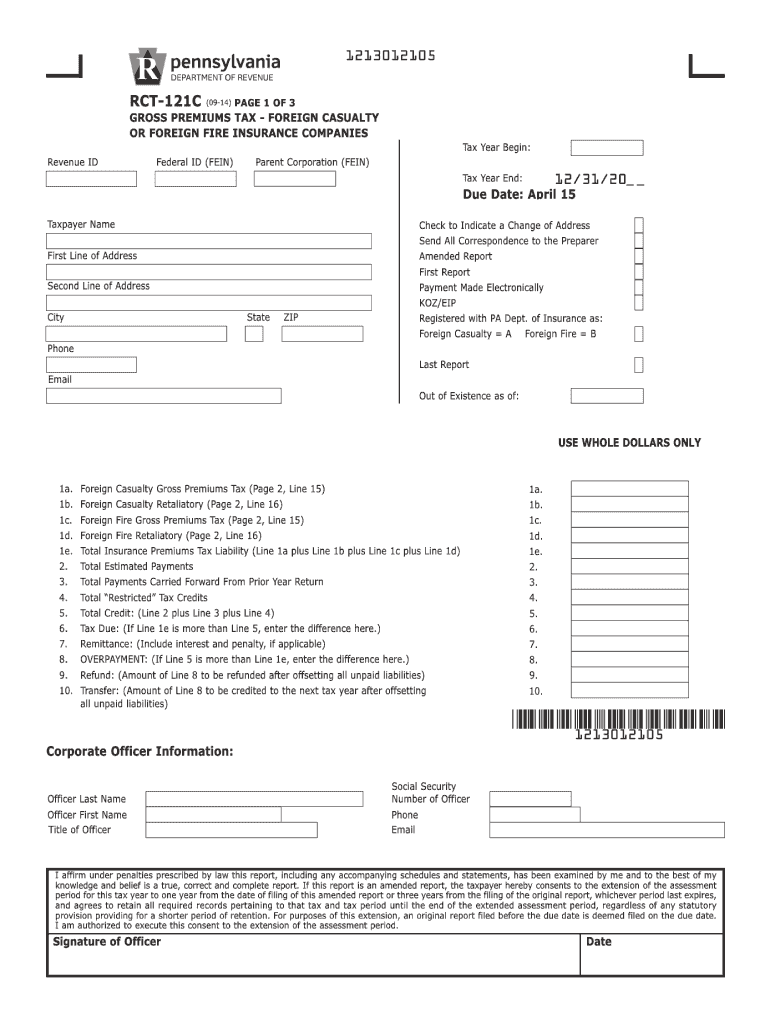 Get and Sign Pa Tax Insurance  Form 2014