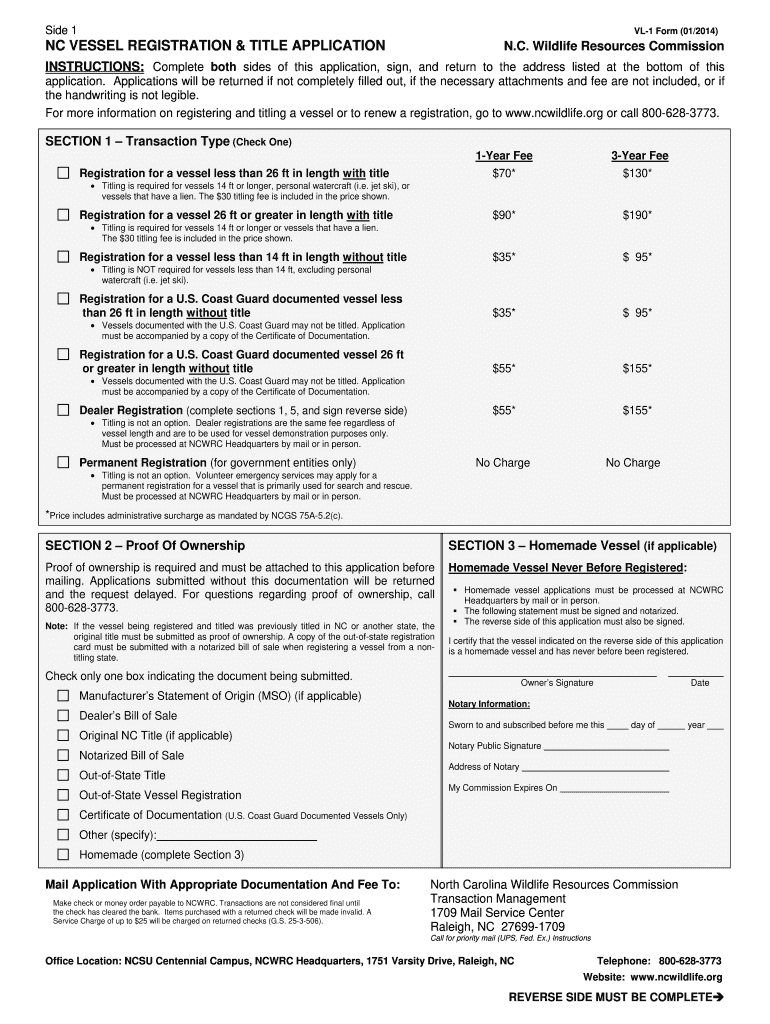  Nc Vessel Registration Title Application 2014