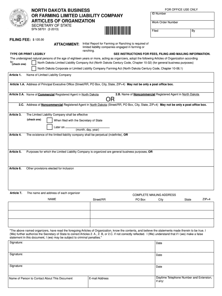 Get and Sign SFN 58701 State of North Dakota 2013-2022 Form