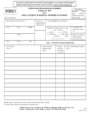  FORM 3 Securities and Exchange Commission Sec 2015