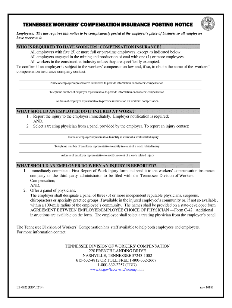  Tennessee Form Lb 0922 Template 2014