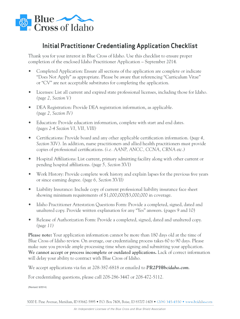  Idaho Practitioner Application 2014-2024