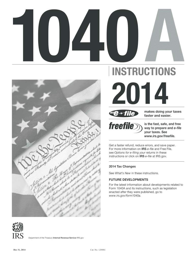  1040a Instructions Form 2014