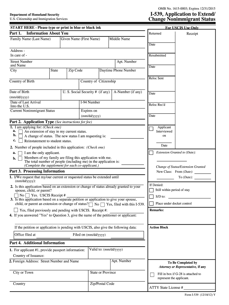 Get and Sign Form I539 2012