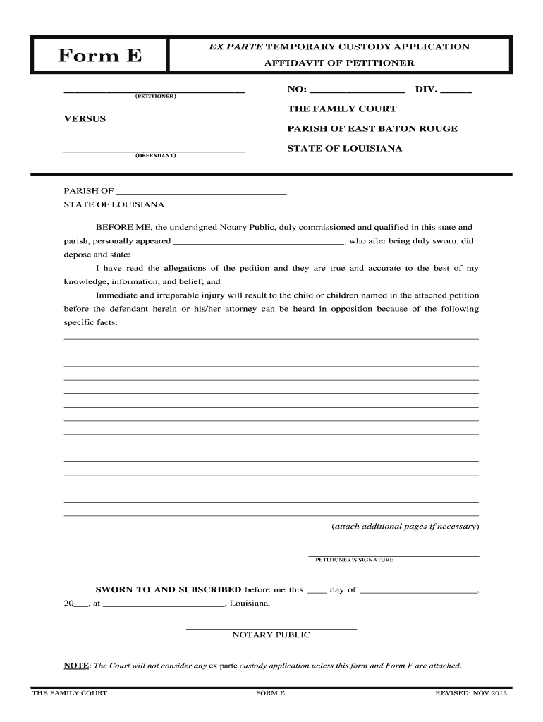  Louisiana Temporary Child Custody Forms 2013-2024