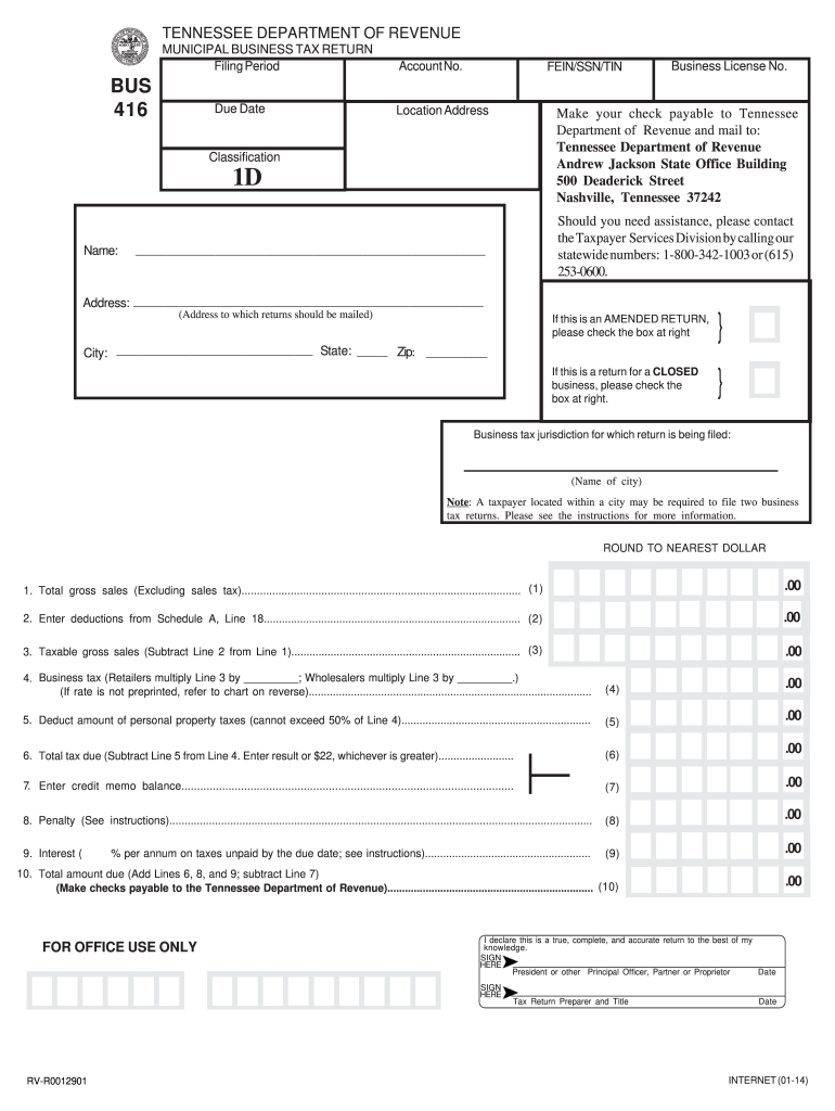  Municipal Business Tax Return BUS 416 Municipal Business Tax Return BUS 416 2015