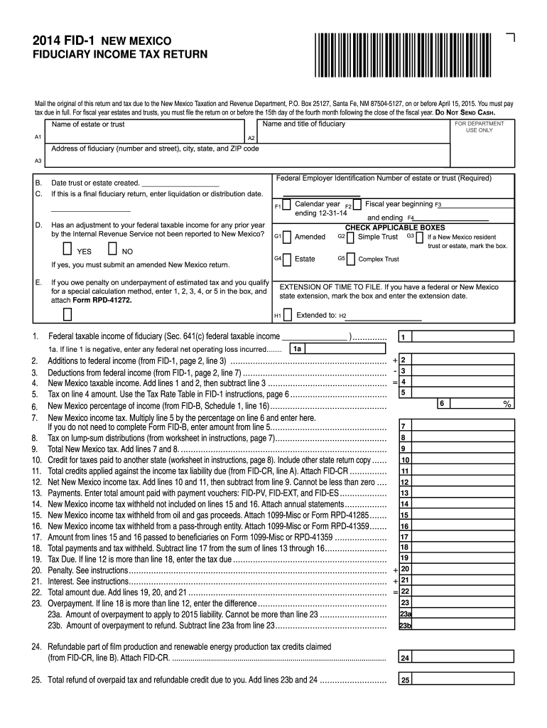  New Mexico Fid 1  Form 2014
