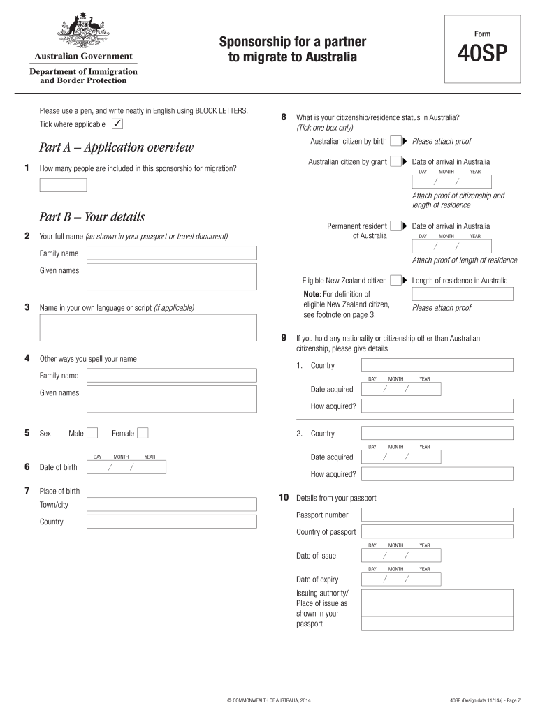  Form 40sp 2014-2024