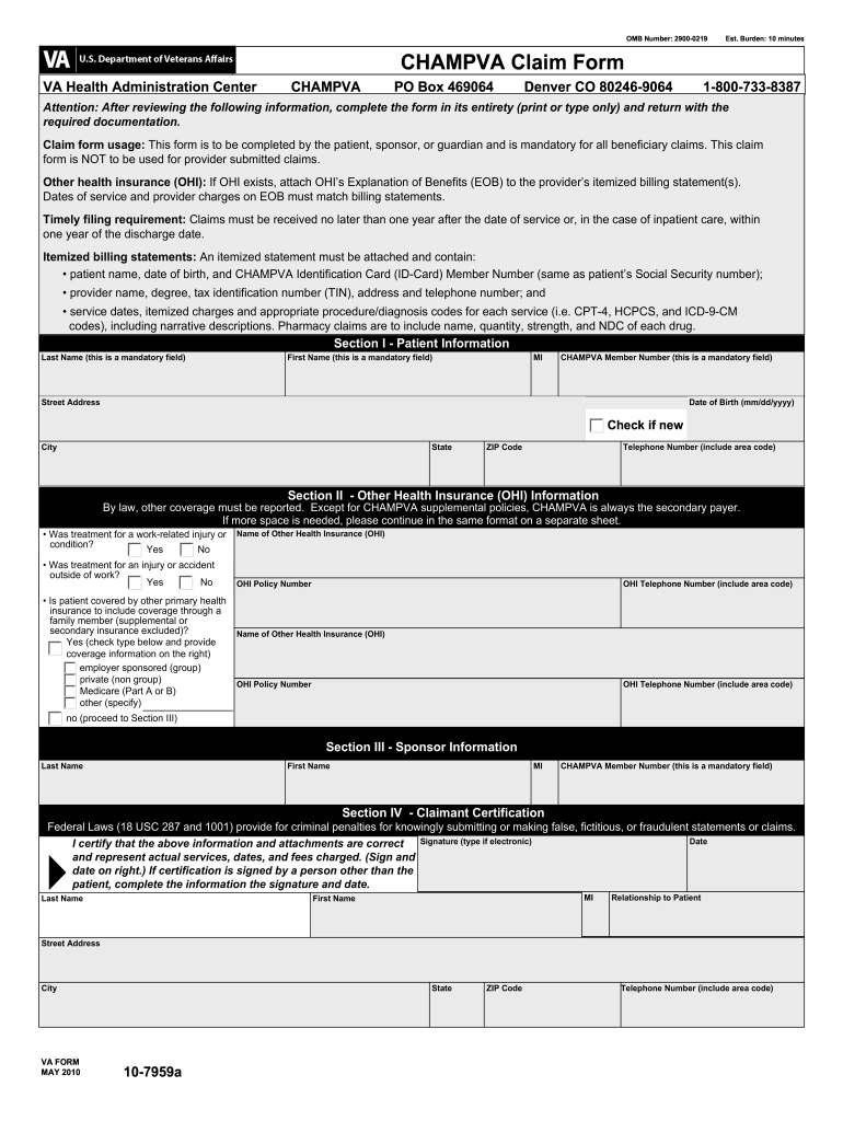 Champva Claim 20102024 Form Fill Out and Sign Printable PDF Template