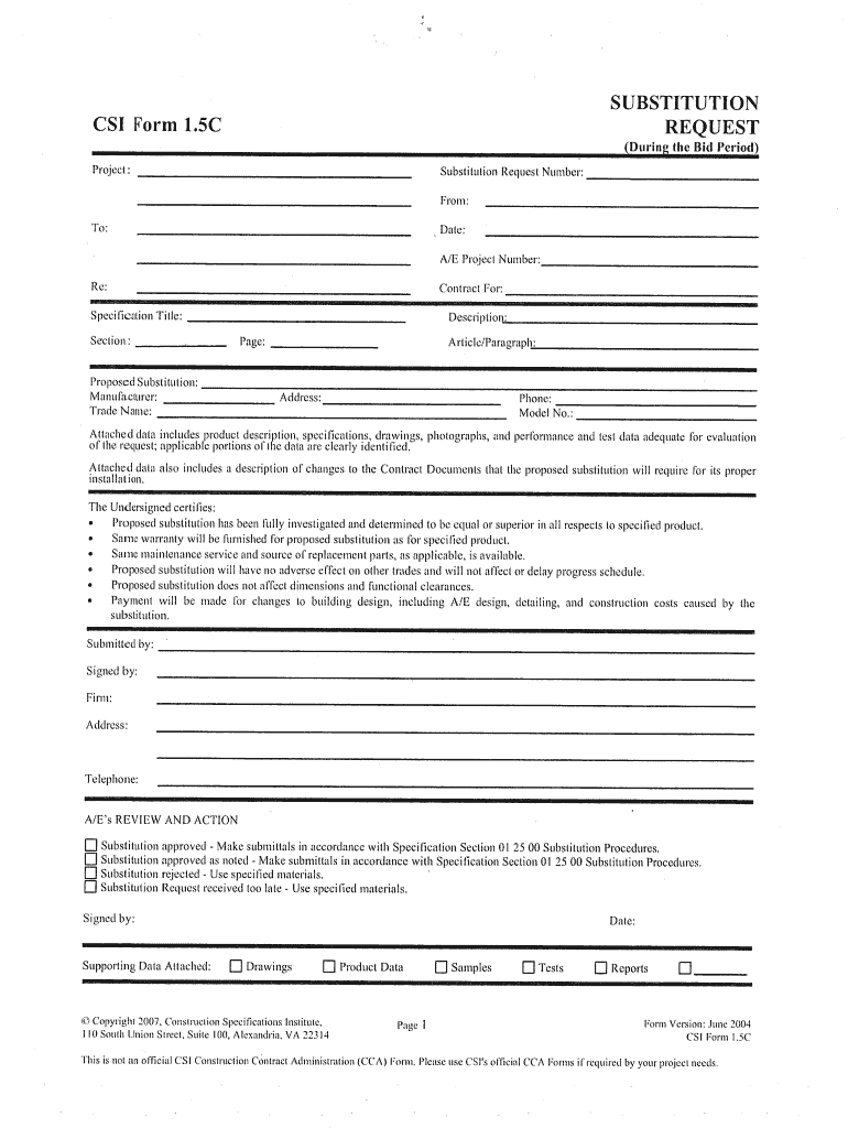  Csi Form 1 5c 2004-2024