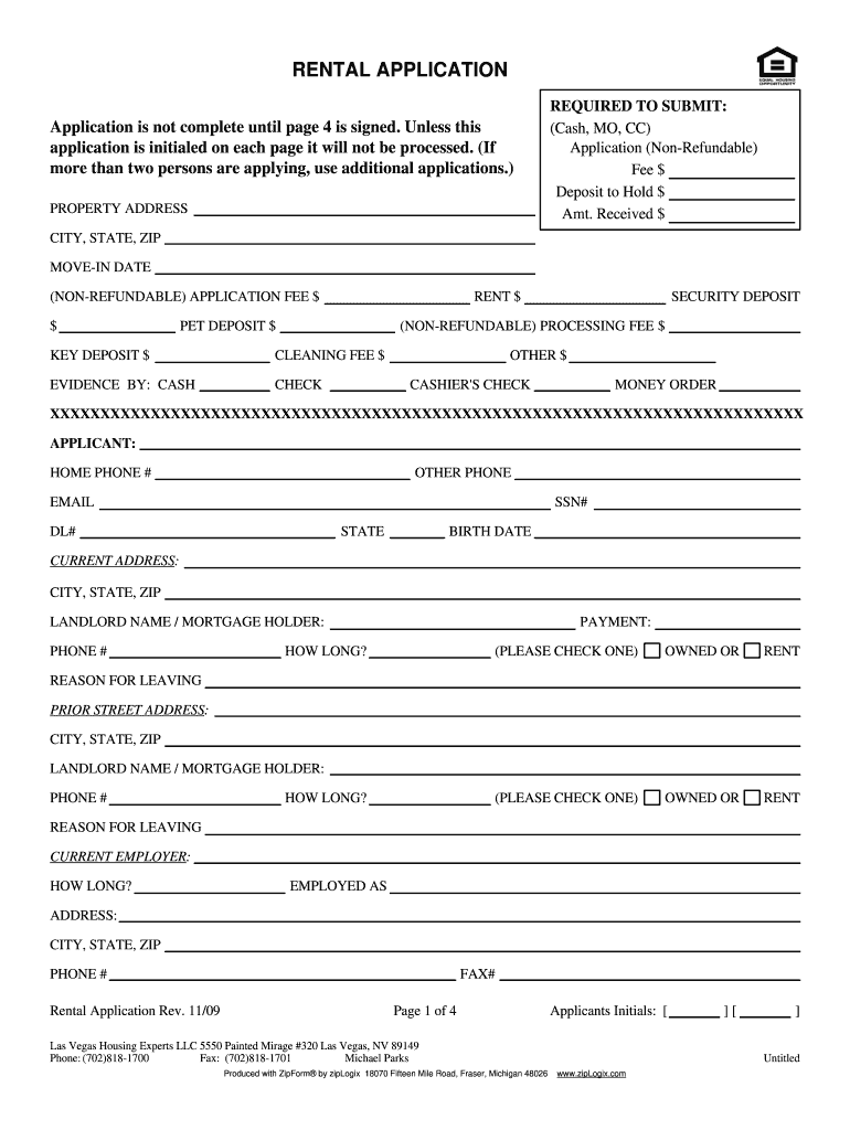  Glvar Rental Application 2009-2024