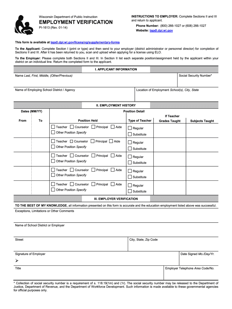  Essemtisl Employee Verifaction Form Wisconsin 2014