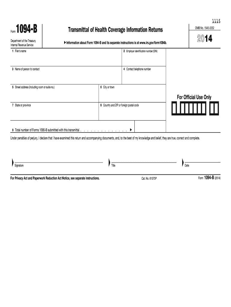  Form 1094 B 2014