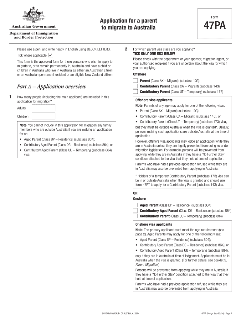  Form 47pa 2014-2024