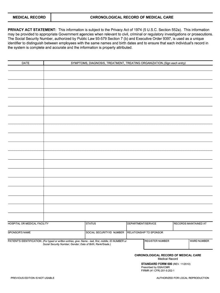 Get and Sign Sf 600 Fillable  Form 2010-2022