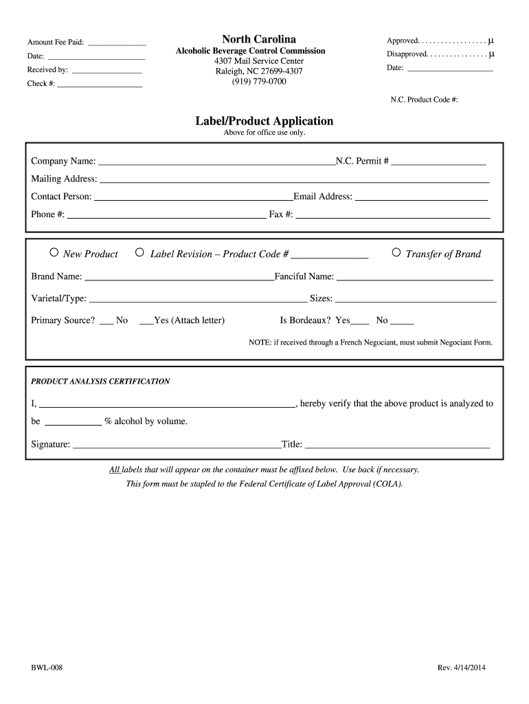  Form Label Application 2014-2024