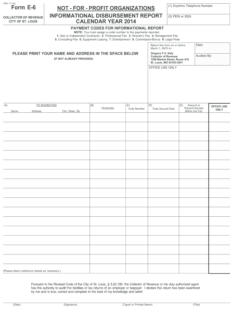  Missouri Form E 2014