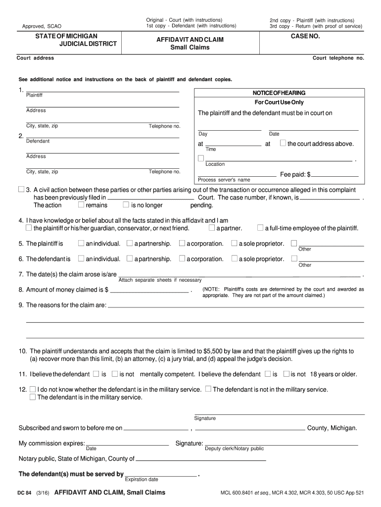  Form Claim Small 2014