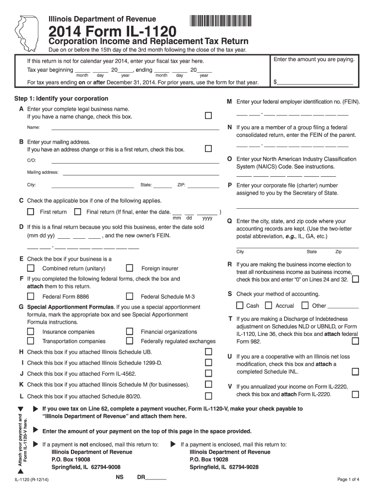  Illinois Form 1120 2019