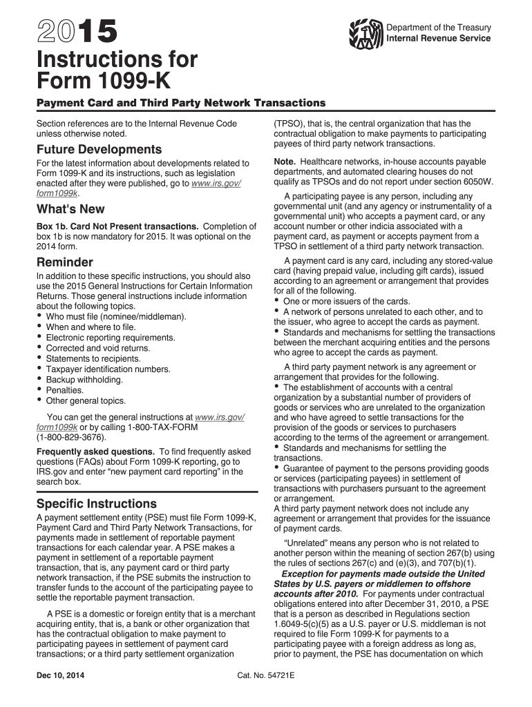  Instructions K Form 2015